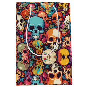Sac Cadeau Moyen Trippy Hippy crâne coloré à motif psychédélique