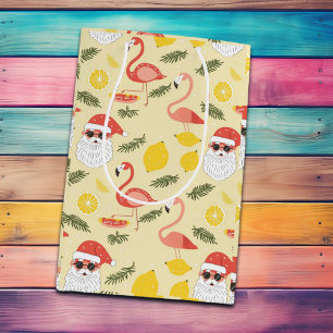 Sac Cadeau Moyen Tropical Beach & Père Noël Noël en juillet
