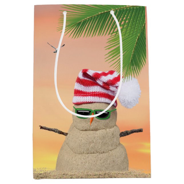Sac Cadeau Moyen Tropical Christmas Sand Snowman (Devant)