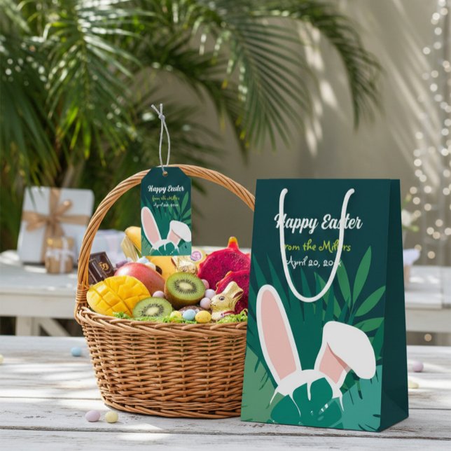 Sac Cadeau Moyen Tropical Jungle Easter Bunny Custom Gift Bag (Créateur téléchargé)
