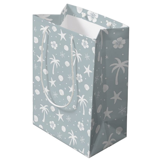 Sac Cadeau Moyen Tropical Palm Trees Coastal Christmas  (Dos Angle)