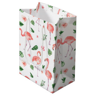 Sac Cadeau Moyen Tropical rose Flamingo