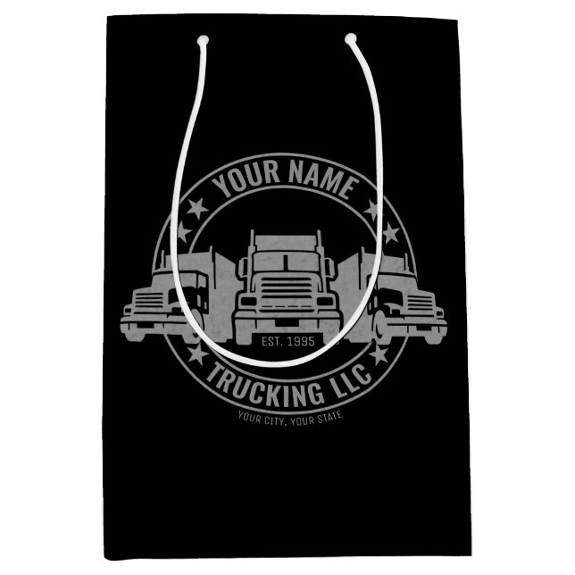 Sac Cadeau Moyen Trucker personnalisé Big Rig Semi Camion Camion (Devant)