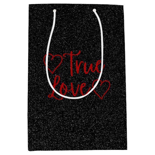 Sac Cadeau Moyen True Love Red Parties scintillant Valentine's Medi (Devant)