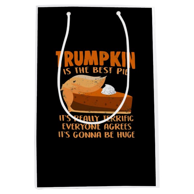 Sac Cadeau Moyen Trumpkin Pie Drôle Design - Thanksgiving Party Hol (Devant)