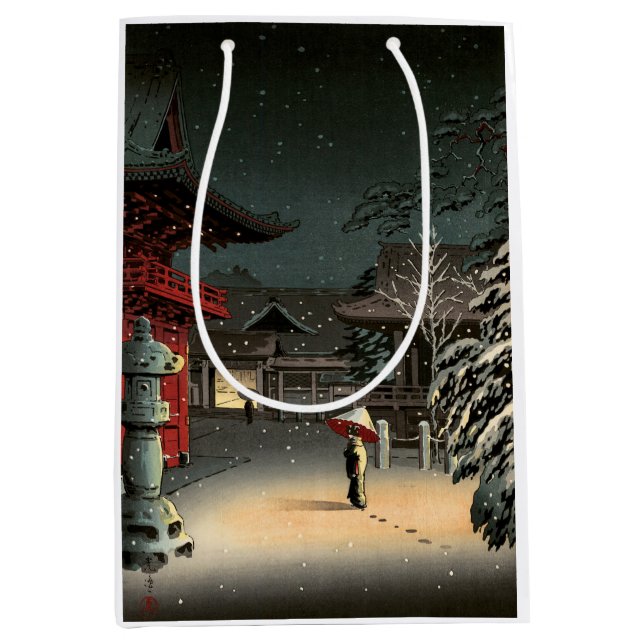 Sac Cadeau Moyen Tsuchiya Koitsu - Neige au temple de Nezu (Devant)