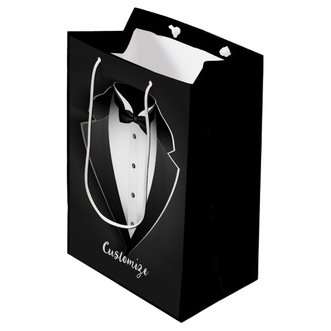 Sac Cadeau Moyen Tuxedo personnalisé classique (Devant Angle)