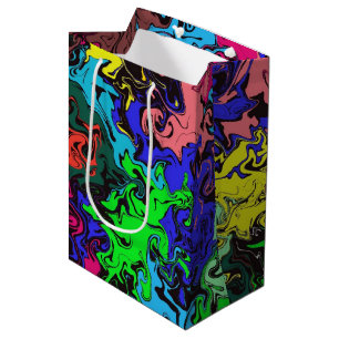 Sac Cadeau Moyen Twirly coloré Abstrait /
