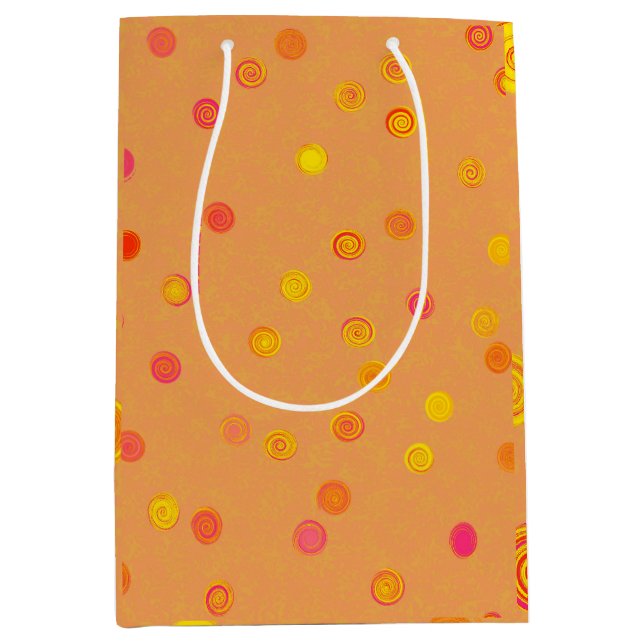 Sac Cadeau Moyen Twisty Polka Dot Spirals Orange Gift Bag (Devant)