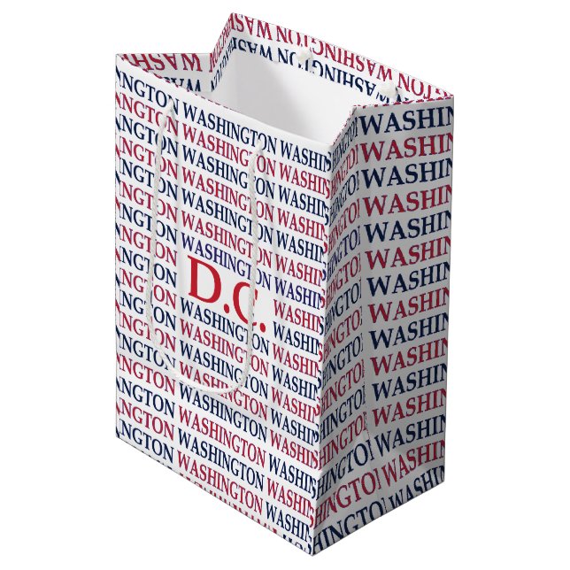 Sac Cadeau Moyen Typographie de Washington DC (Devant Angle)