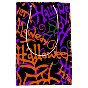 Sac Cadeau Moyen Typographie d'Halloween