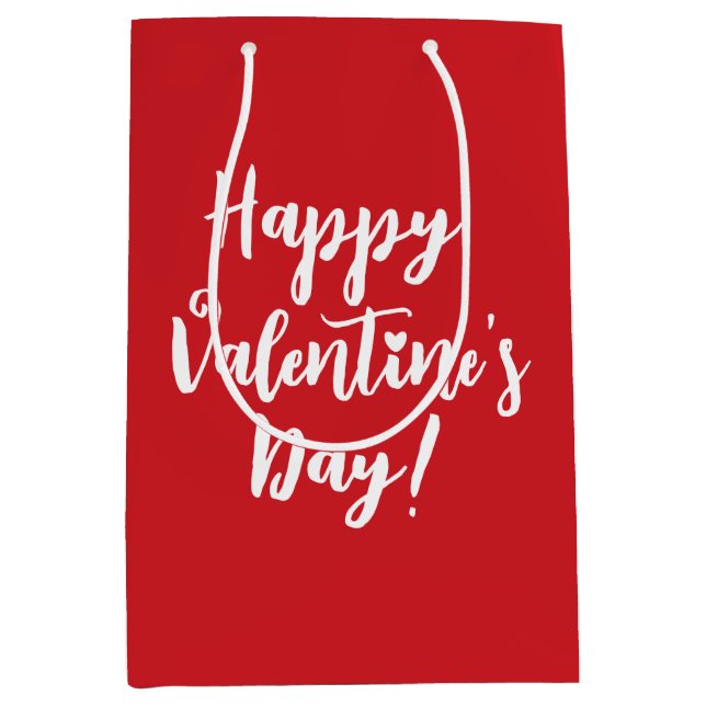 Sac Cadeau Moyen typographie Heureuse Sainte-Valentin rouge moderne (Devant)