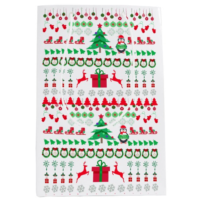 Sac Cadeau Moyen Ugly Sweater knit pattern style (Devant)