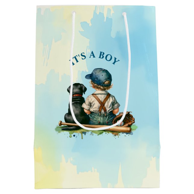 Sac Cadeau Moyen Un cadeau pour vous | Baby shower À Thème De Baseb (Dos)