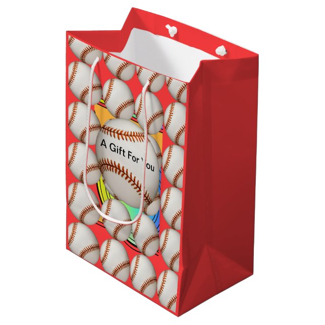 Sac Cadeau Moyen Un Cadeau Pour Vous Baseball (Devant Angle)