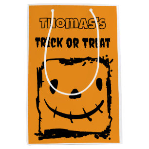 Sac Cadeau Moyen Un Citrouille Halloween personnalisé en face ou tr