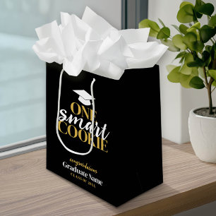 Sac Cadeau Moyen Un cookie intelligent - Moderne Black Gold Graduat