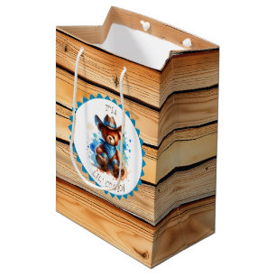 Sac Cadeau Moyen Un garçon   Le Baby shower du garçon Cowboy Teddy 