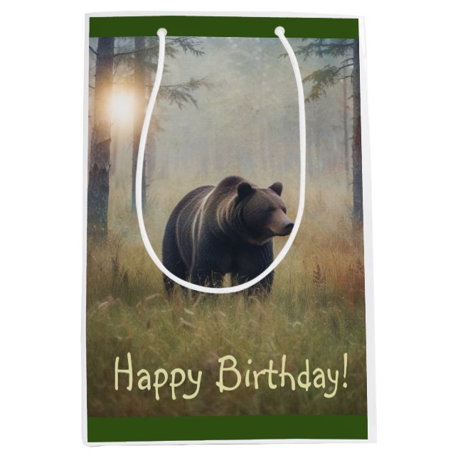 Sac Cadeau Moyen Un joyeux anniversaire à Beary (Devant)