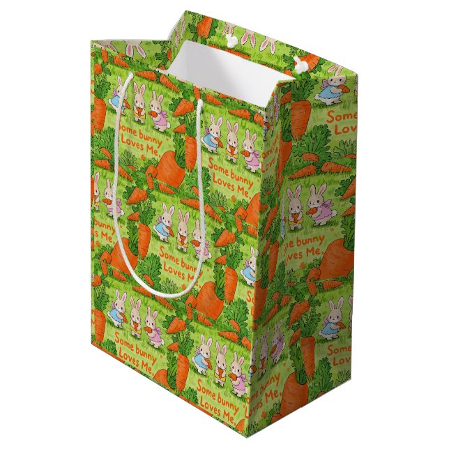 Sac Cadeau Moyen Un Lapin De Pâques M'Aime (Dos Angle)