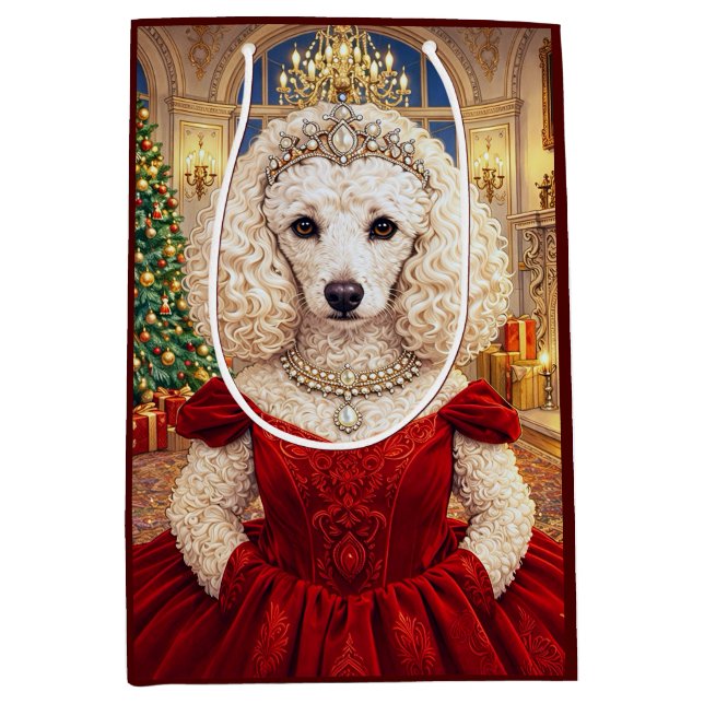 Sac Cadeau Moyen Un Noël de caniche de vacances   (Devant)