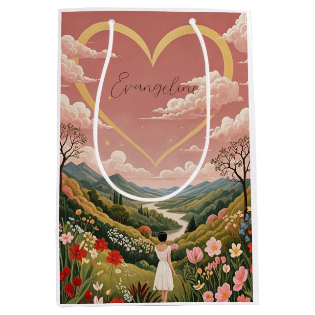 Sac Cadeau Moyen Un regard sincère pour une fille personnalisé (Devant)