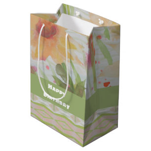 Sac Cadeau Moyen Une aquarelle Floral Moyen Papier Cadeau