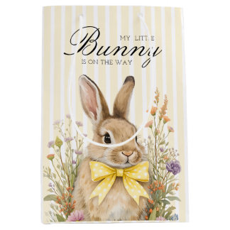 Sac Cadeau Moyen Une jolie petite Fête de Bébé Lapin Floral à Arc-e
