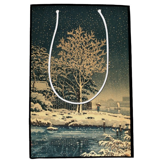 Sac Cadeau Moyen Une journée d'hiver sur la rivière Sumida au Japon (Devant)