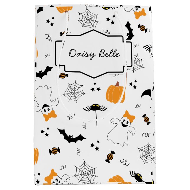 Sac Cadeau Moyen Une petite chouette est presque prête pour Hallowe (Devant)