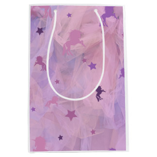 Sac Cadeau Moyen unicorne rose et violet et design d'étoiles - fill