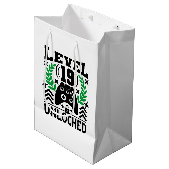 Sac Cadeau Moyen Unisex gamer Anniversaire âge dix-neuf (Devant Angle)