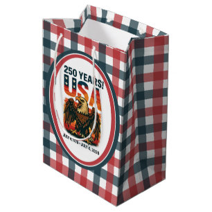 Sac Cadeau Moyen USA 250 Years - Patriotic Bald Eagle 4 juillet 202