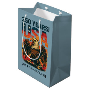 Sac Cadeau Moyen USA 250 Years - Patriotic Bald Eagle 4 juillet 202