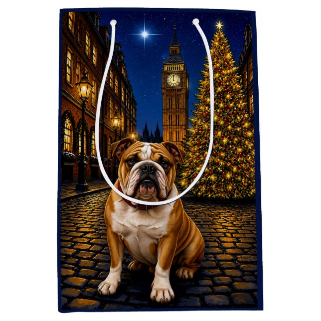 Sac Cadeau Moyen Vacances Bouledogue  (Devant)