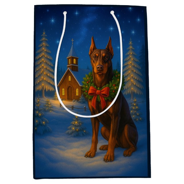 Sac Cadeau Moyen Vacances Red Doberman  (Devant)