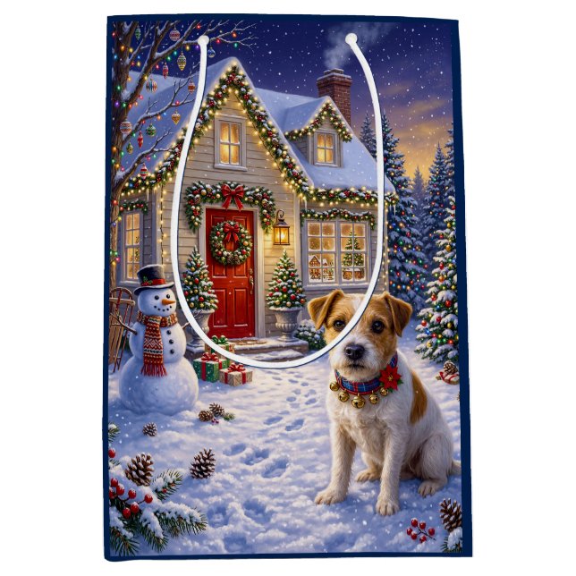 Sac Cadeau Moyen vacances terrier Russell (Devant)