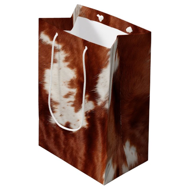 Sac Cadeau Moyen Vache blanche Brown (Devant Angle)