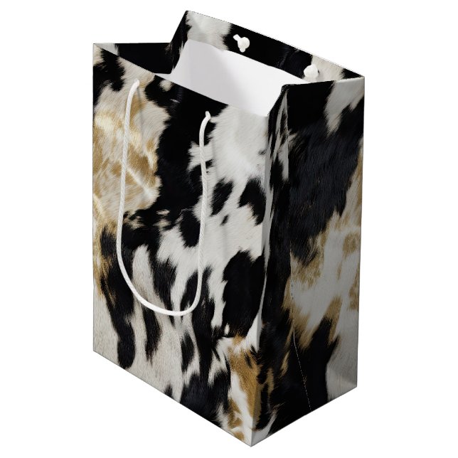 Sac Cadeau Moyen Vache blanche noire (Devant Angle)