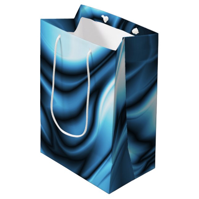 Sac Cadeau Moyen Vague de soie bleue (Devant Angle)