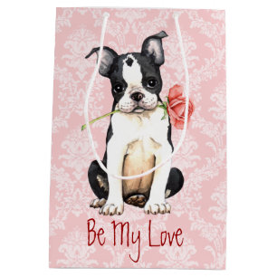 Sac Cadeau Moyen Valentine Rose Boston Terrier