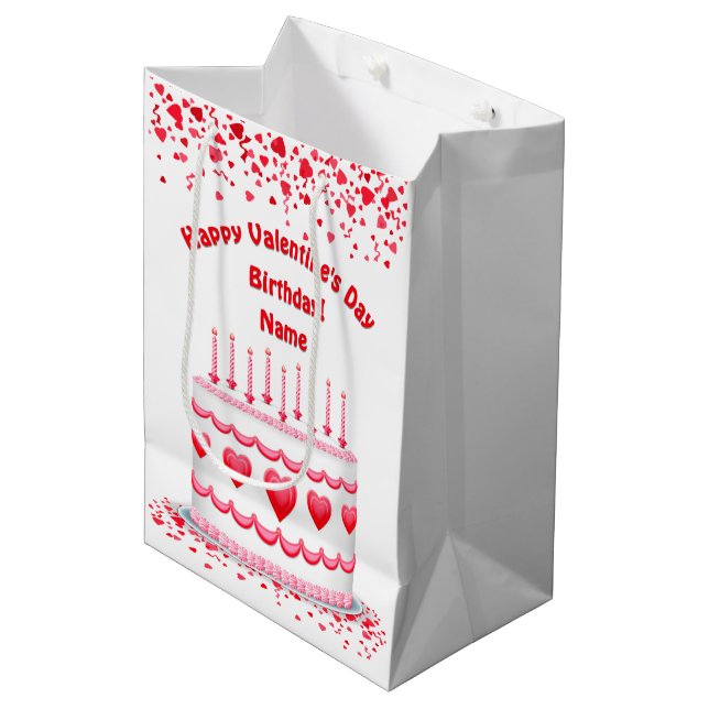Sac Cadeau Moyen Valentine's Day Birthday Cake Customizable Candles (Devant Angle)