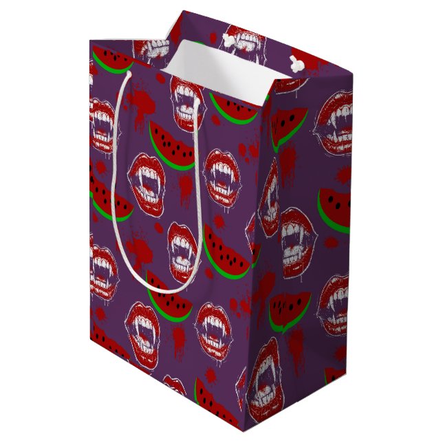 Sac Cadeau Moyen Vampire Mangeant Pastèque Halloween en Juillet Vio (Dos Angle)