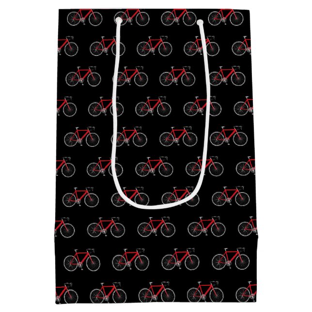 Sac Cadeau Moyen Vélo rouge sur noir (Dos)