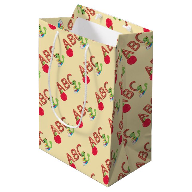 Sac Cadeau Moyen Ver de livre ABC (Devant Angle)