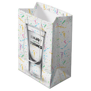 Sac Cadeau Moyen Verre Balayé Anniversaire À Confetti