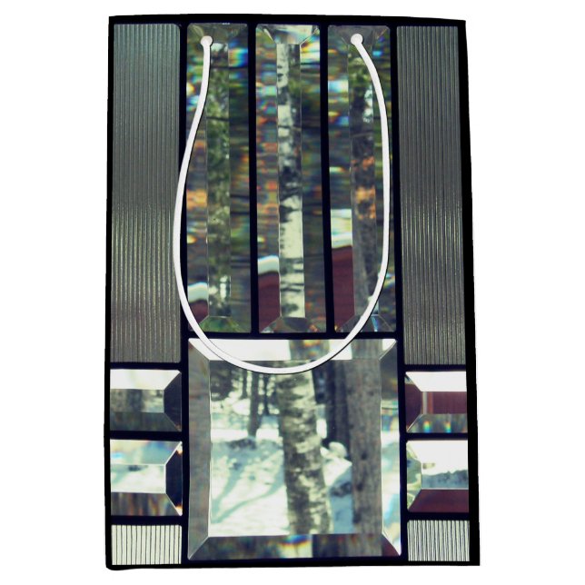 Sac Cadeau Moyen Verre biseauté teint métallique look argent modern (Devant)