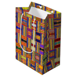 Sac Cadeau Moyen Verre Kente multicolore