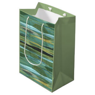 Sac Cadeau Moyen Vert bleu et gris Art moderne