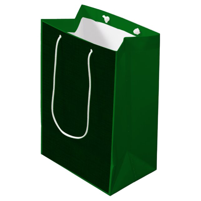Sac Cadeau Moyen Vert foncé texturé (Devant Angle)
